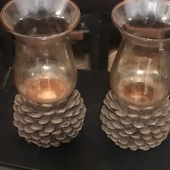 VINTAGE PINE CONE CANDLE HOLDER - Picture 1 of 4
